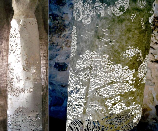 a dress with designs made with cuts