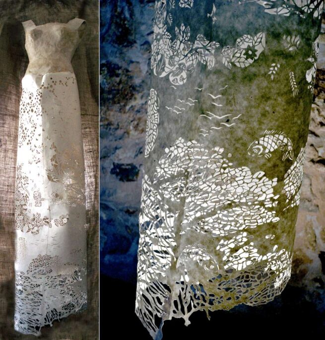 a dress with designs made with cuts