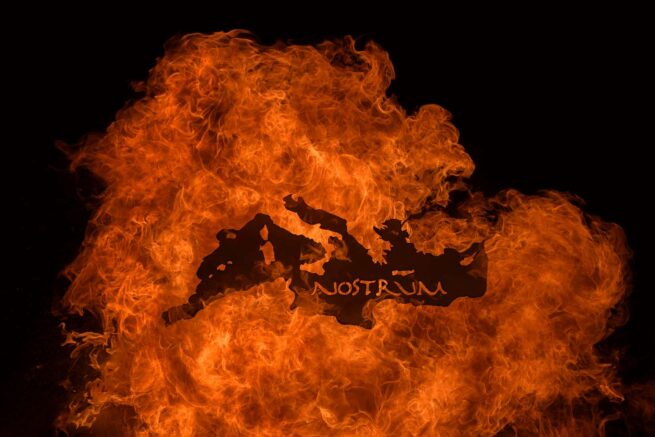 map made of a fire effect