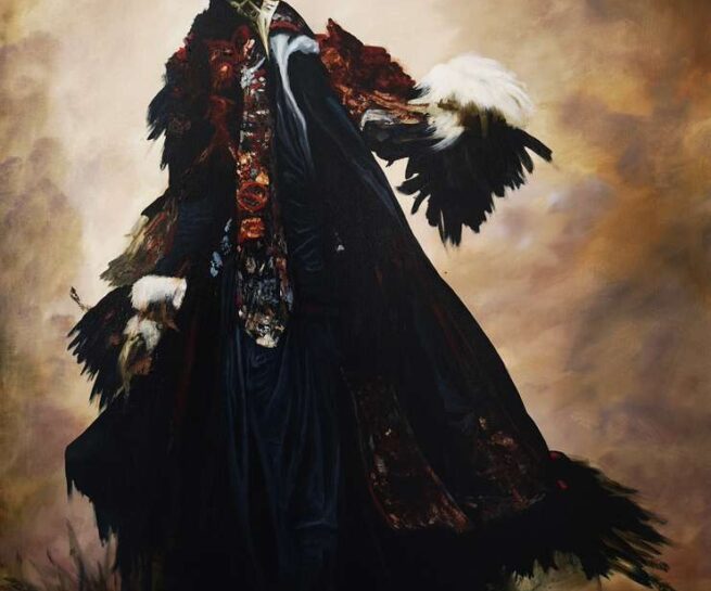 Human figure with mask