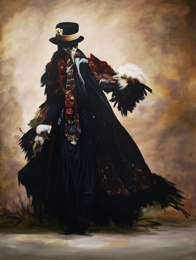 Human figure with mask