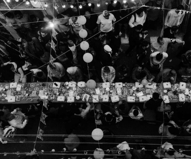 people eating on an iftar in cairo