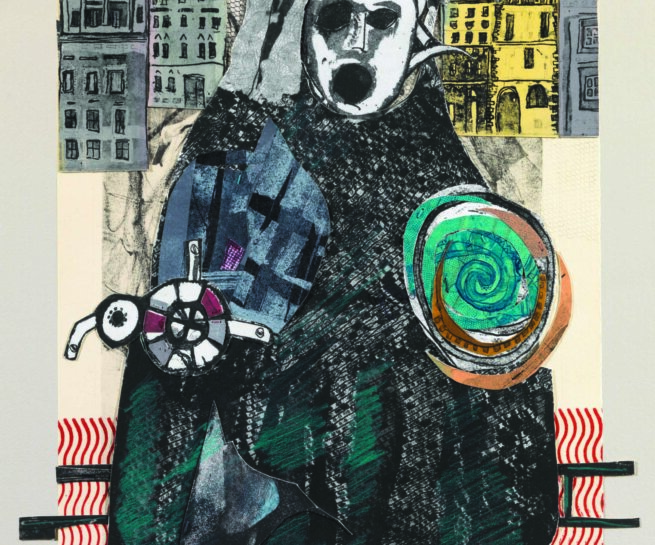 drawing of a fugure wearing dark