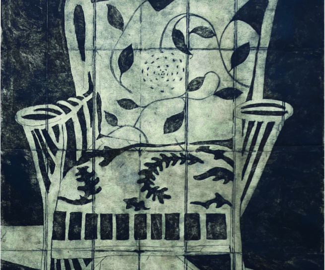 a chair painted with black and white
