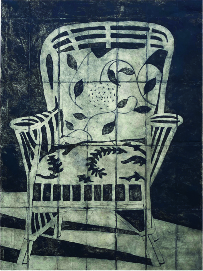 a chair painted with black and white