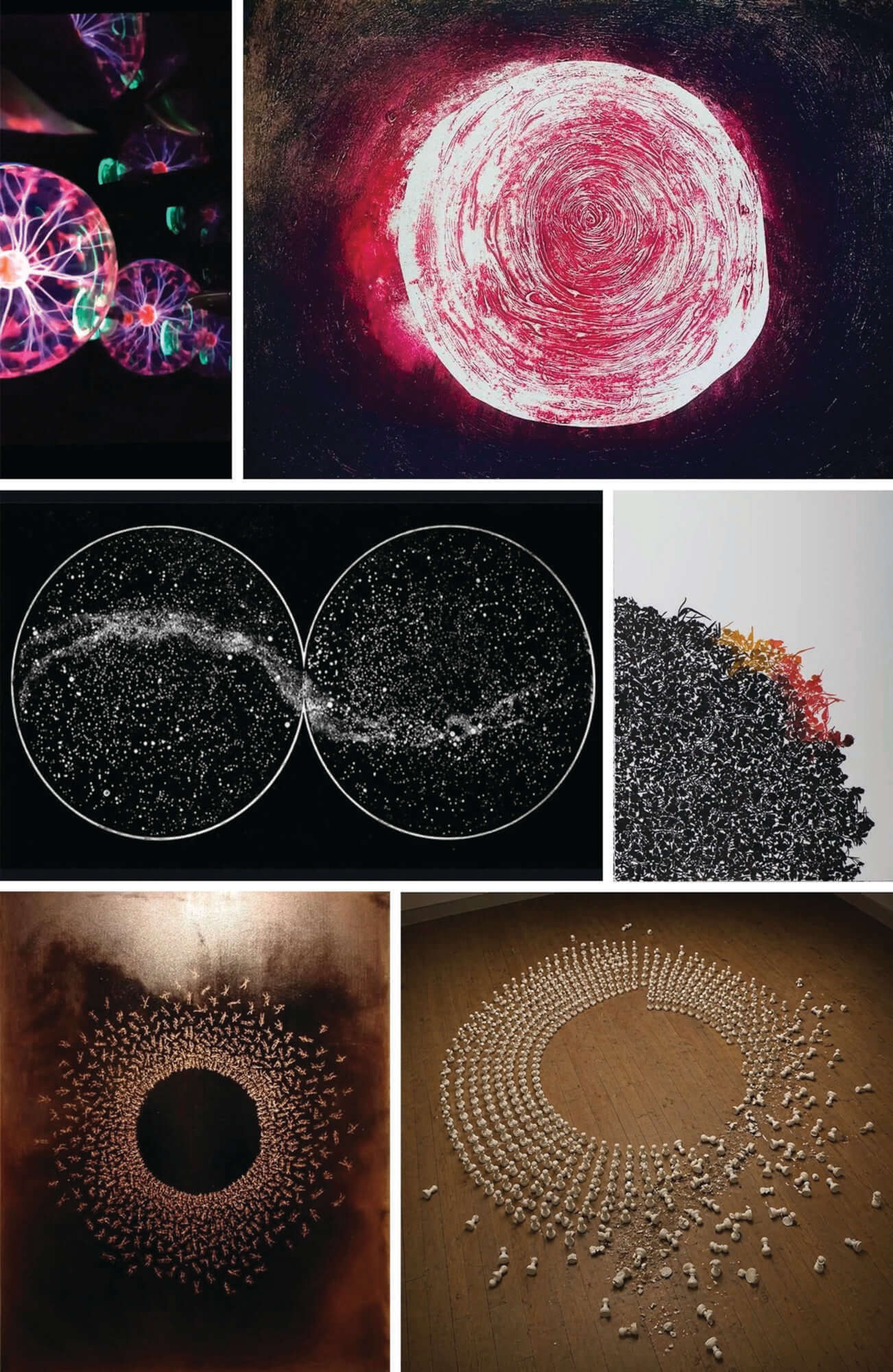 collage of 6 photos showing different circles